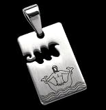 Stainless steel pendant - Etched Zodiac Design - Aquarius, Necklace
