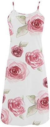TBeautty Womens Custom Pink Rose Floral Sleeveless Slip Dress Strap Dress