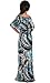 KOH KOH Women's One Shoulder 3/4 Sleeve Abstract Print Maxi Dress
