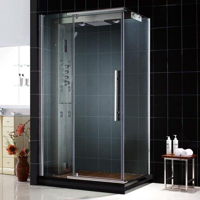 Majestic Steam Shower Enclosure with Removable Teak Wood Flooring Panel