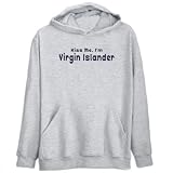 Hoodie Mens Heather Gray  KISS ME I AM Virgin Islander  Countries Medium