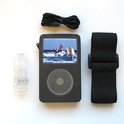 Apple iPod Video (5th Generation) Smoke Gray Skin Case With Belt Clip, Lanyard, and Sports Armband