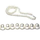 Single Strand 22 Inch 8.0-9.0mm White Semi-Round Freshwater Cultured Pearl Necklace