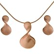Modern Silver Rose Gold Matte Plated Swirl Shape Necklace Earring Gift Set Bucasi SALE