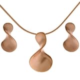 Modern Silver Rose Gold Matte Plated Swirl Shape Necklace Earring Gift Set Bucasi SALE
