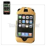 Gold Colored Apple iPhone Premium Leather Vertical Holster Case Cover with Swivel Belt Clip and Screen Protector