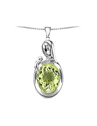 Original Star K (tm) Loving Mother With Child Family Pendant With Oval 11x9mm Simulated Peridot in 925 Sterling Silver
