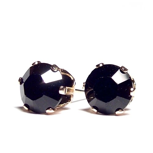 Men's 9 Carat yellow gold Jet Black Swarovski 