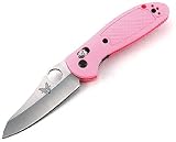 Benchmade Pardue Design Axis Pink Mini-Griptilian Hollowground Modified Sheepsfoot with Ambidexterous Thumb Holes