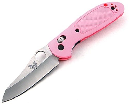Benchmade Pardue Design Axis Pink Mini-Griptilian Hollowground Modified Sheepsfoot with Ambidexterous Thumb Holes Benchmade Pardue Design Axis Pink Mini-Griptilian Hollowground Modified Sheepsfoot with Ambidexterous Thumb Holes