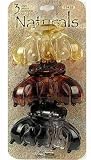 3 Medium size Hair Clips, Hair Accessories, Black, Brown, Gold