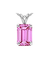 Tommaso Design (tm) Emerald Cut 10x8 mm Created Pink Sapphire Pendant