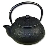 Large Cast Iron Teapot Maple Black