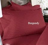 Egyptian Cotton 600 Thread Count Steen Stripe 7 Pcs Sheet Set & Duvet Cover Set Combo Burgundy Queen.