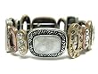 Crystal Stud Tri Tone Metal Stretch Bracelet Fashion Jewelry