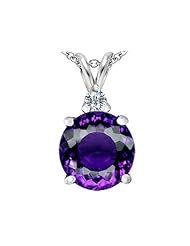 Original Star K (tm) Large 12mm Round Simulated Amethyst Pendant in 925 Sterling Silver