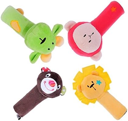 3-12 Months Early Developmental Baby Stick Rattle Plush Hand Bell Toy 5" - Lion