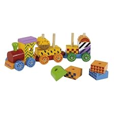 Eichhorn 100002245 - Color Holz-Zug, 15-tlg., sortiert, inklusive Holz-Bausteine, 18 cm