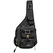 EuroSport Cargo Sling Backpack Black Canvas Bag with Khaki Stitching