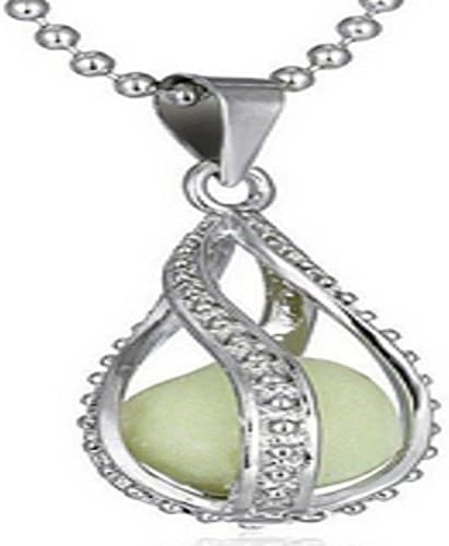 Water Drop Flaoting Locket Neckalces Glow In The Dark Pendant Necklace Gift Glowing Luminous Stone Beads Vintage