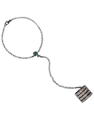 18kt Gold Diamond Pave Emerald Link Chain Bracelet Silver Fashion Jewelry