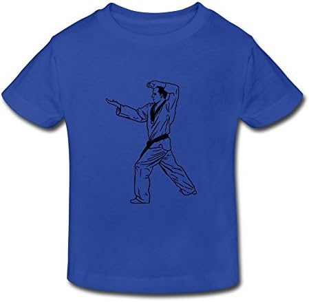 Custom Made T Shirt Taekwondo Stance RoyalBlue For Kids 5-6 Toddler