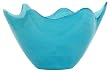 Colorful Recycled Art Glass Large Aqua Blue Wave Rim Bowl 12"D, 7"H