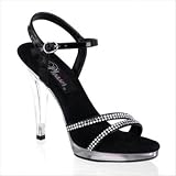 4 1/2 Inch Stiletto Heel Ankle Strap Platform Sandal With Rhinestone