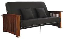 Serta Willow Manchester Full Futon Set with Pillows, Espresso/Black