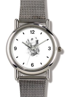 GOLDEN RETRIEVER DOG (MS) - WATCHBUDDY® ELITE Chrome-Plated Metal Alloy Watch with Metal Mesh Strap - Large Size (Men's or Jumbo Women's Size)