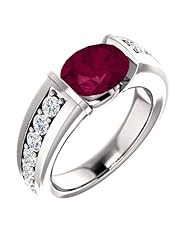 14K White Gold 9.00x7.00mm Oval Cut Rhodolite Garnet and Diamond Ring -- LIFETIME WARRANTY