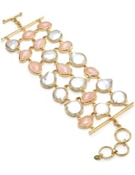 TARA Pearls Sterling Silver 18k-Plated Freshwater and Morganite Bracelet
