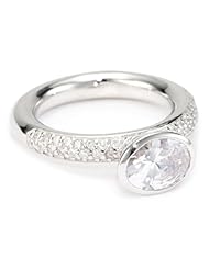 Giorgio Martello "Stackable Ring" in Sterling Silver with Rhodium and White Pave and White Cubic Zirconium Ring