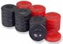 Mother of Pearl Design Backgammon Chips in Black & Red - 1.75"