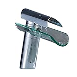 Auralum シルバー 洗面所用 水栓 シングルレバー形 混合栓 DIY 蛇口 水栓 ガラスの出水口