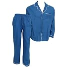 Mens Traditional Plain 100% Cotton Long Sleeve Top & Trouser Bottoms Nightwear Pyjama Set