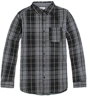On The Byas Mens Pete Marled Plaid Long Sleeve Woven Shirt