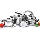 12PC STAINLESS STEEL PAN POT COOKWARE SAUCEPAN SET