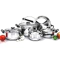 12PC STAINLESS STEEL PAN POT COOKWARE SAUCEPAN SET
