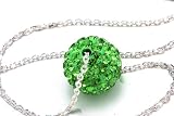 Green Color Crystals Ball Pendant, Includes Sterling Silver 18 Inch Chain, Now At Our Lowest Price Ever but Only for a Limited Time!