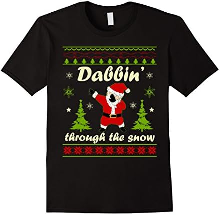 Men's Dabbin Through the Snow Santa Ugly Christmas Sweater T-shirt 2XL Black