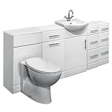 450 White Gloss Basin Unit, Toilet, Laundry Unit and Two Drawer Packs