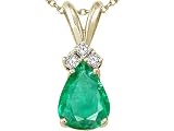 1.06 cttw Tommaso Design(tm) Genuine Emerald and Diamond Pendant in 14 kt Yellow Gold