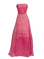 A-line Strapless Natural   Waistline Full-Skirt Taffeta  Tiered Belted Prom Dress  With Rhinestones