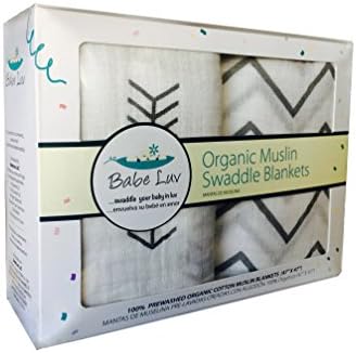 100% Organic Cotton Muslin Swaddle Blanket for Babies (2 Pack) Unisex | 47" X 47" - Introductory Offer by BabeLuv