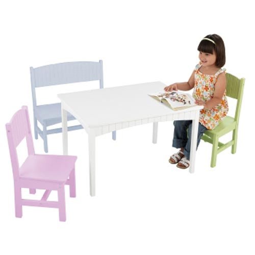 KidKraft Nantucket Table with Bench and 2 Chairs Pastel Best Sellers