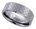 Tungsten Carbide 8 mm (5/16 in.) Comfort Fit Flat Wedding Band W/ Checker Board Pattern