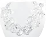 Designer Alex Carol X-Large and Chunky Ice Crystal Beaded Cluster Fashion Necklace