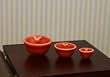 Set of Red Nesting Bowls in 1:12 Dollhouse Miniature Scale