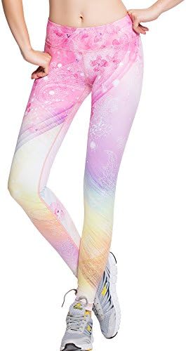 LFJ Women's Compression Long Tights Leggings Base Layer Pants - (flowers print,M )